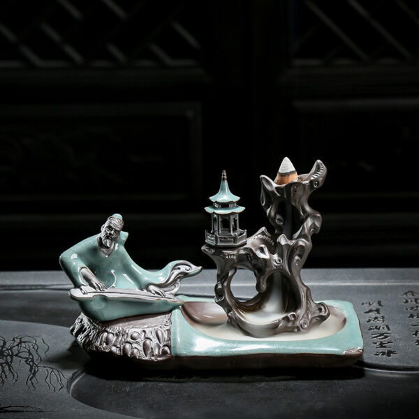 1620450525512.jpg Ge Kiln Backflow Incense Burner Zen Ceramic Creative Tea Table Decoration Indoor Pan Incense Burner Incense Stick Incense Seat Sandalwood Incense Burner